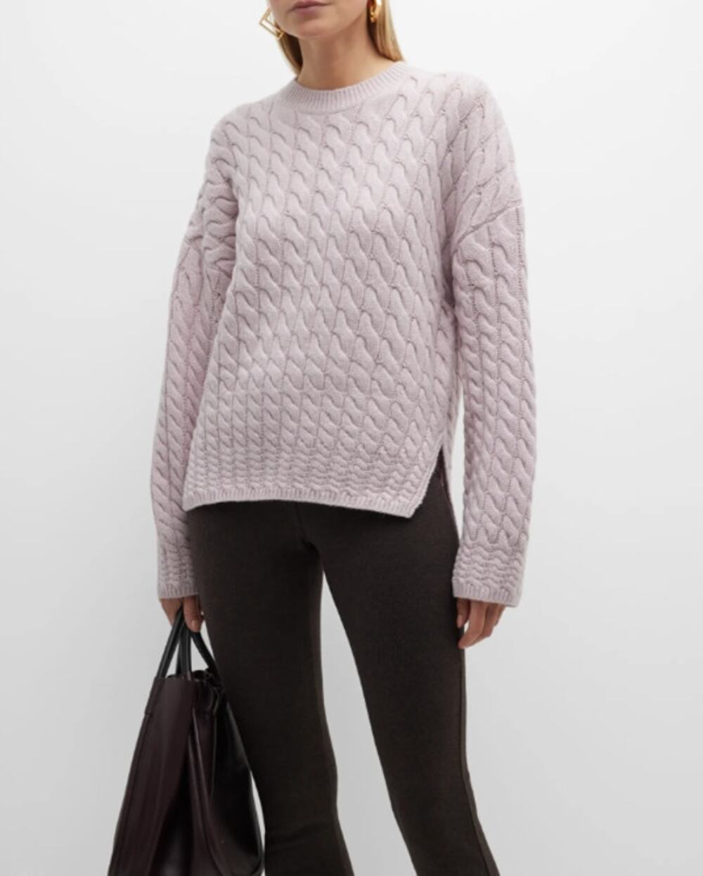 Theory Karenia Cable Knit Sweater Small Lavender pink/purple cozy relaxed